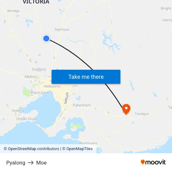 Pyalong to Moe map