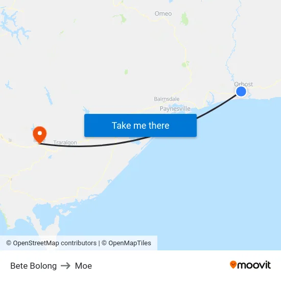 Bete Bolong to Moe map