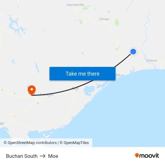 Buchan South to Moe map