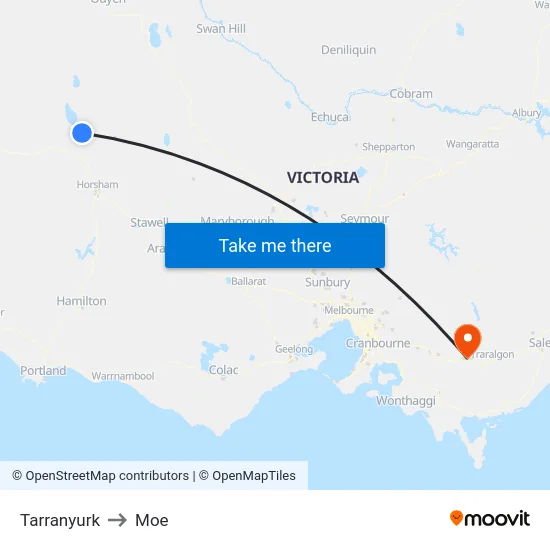 Tarranyurk to Moe map