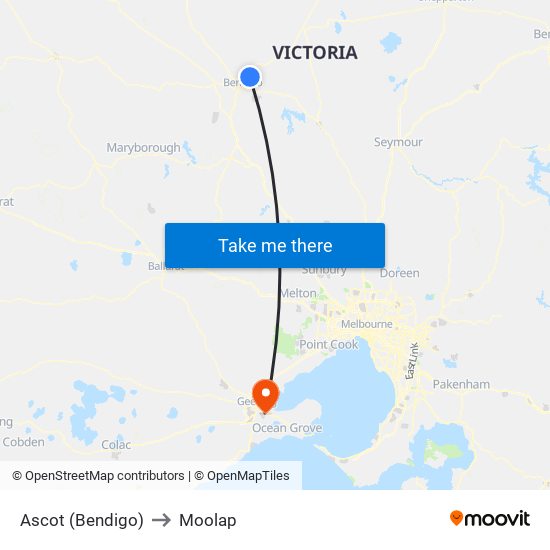 Ascot (Bendigo) to Moolap map