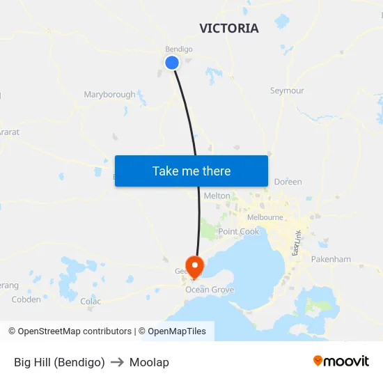 Big Hill (Bendigo) to Moolap map