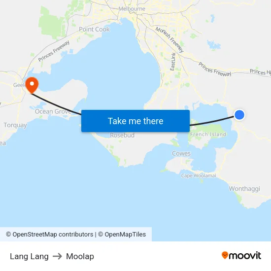 Lang Lang to Moolap map