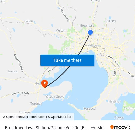 Broadmeadows Station/Pascoe Vale Rd (Broadmeadows) to Moolap map