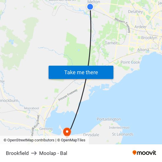 Brookfield to Moolap - Bal map