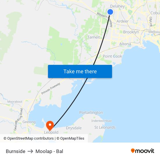 Burnside to Moolap - Bal map