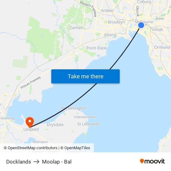 Docklands to Moolap - Bal map