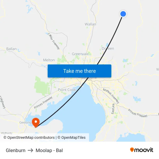 Glenburn to Moolap - Bal map
