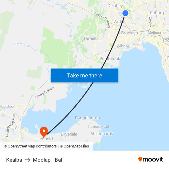 Kealba to Moolap - Bal map