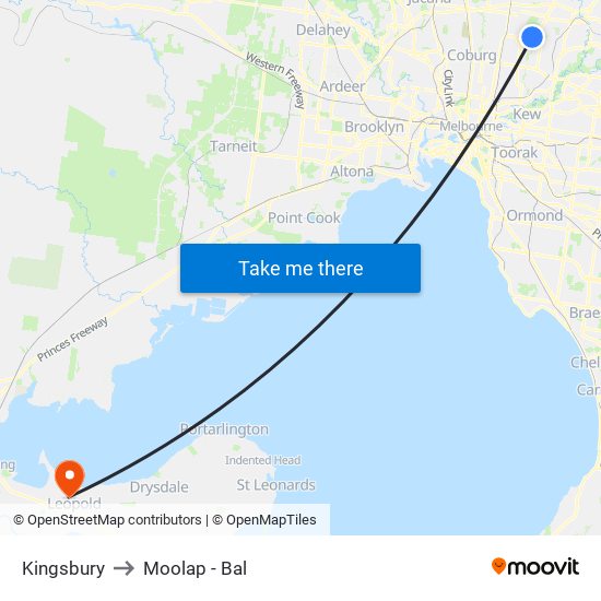 Kingsbury to Moolap - Bal map