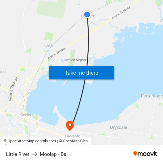 Little River to Moolap - Bal map