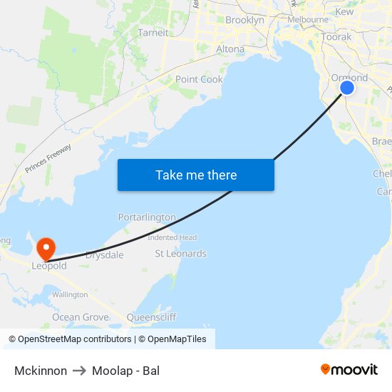 Mckinnon to Moolap - Bal map