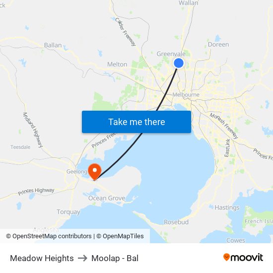 Meadow Heights to Moolap - Bal map