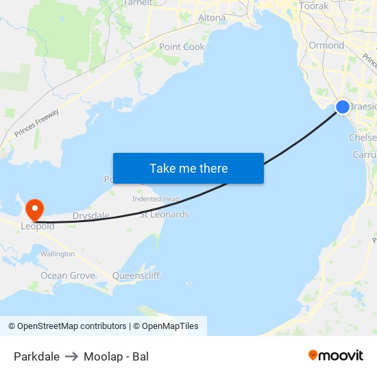 Parkdale to Moolap - Bal map