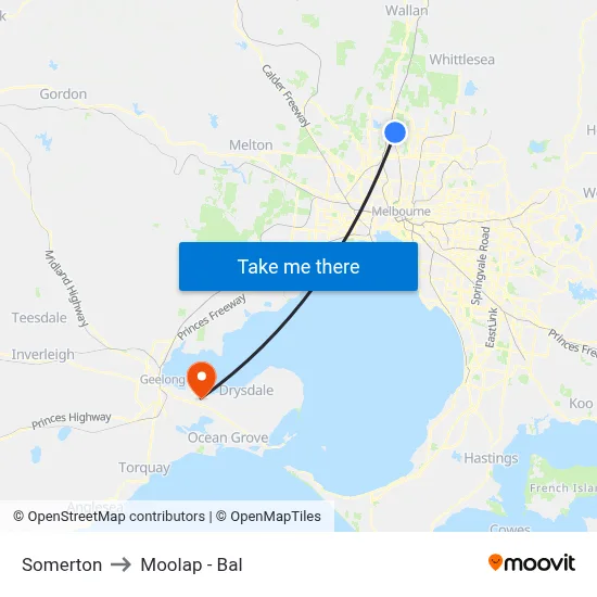Somerton to Moolap - Bal map