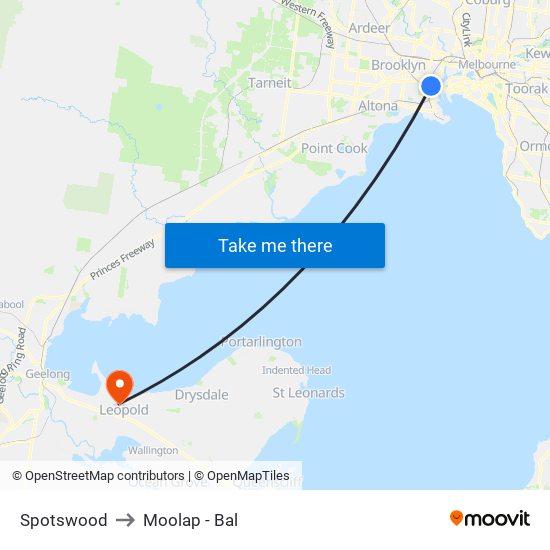 Spotswood to Moolap - Bal map