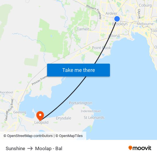 Sunshine to Moolap - Bal map