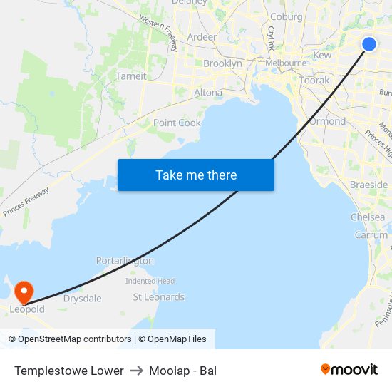 Templestowe Lower to Moolap - Bal map