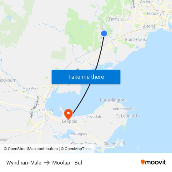 Wyndham Vale to Moolap - Bal map