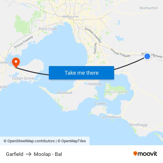 Garfield to Moolap - Bal map