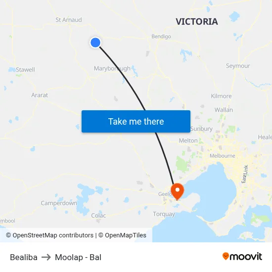 Bealiba to Moolap - Bal map