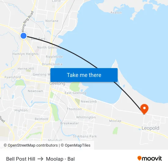 Bell Post Hill to Moolap - Bal map