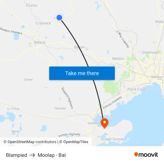 Blampied to Moolap - Bal map