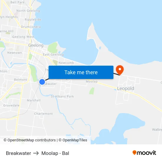 Breakwater to Moolap - Bal map