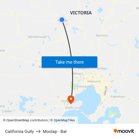 California Gully to Moolap - Bal map