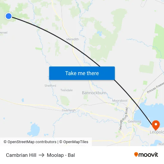 Cambrian Hill to Moolap - Bal map