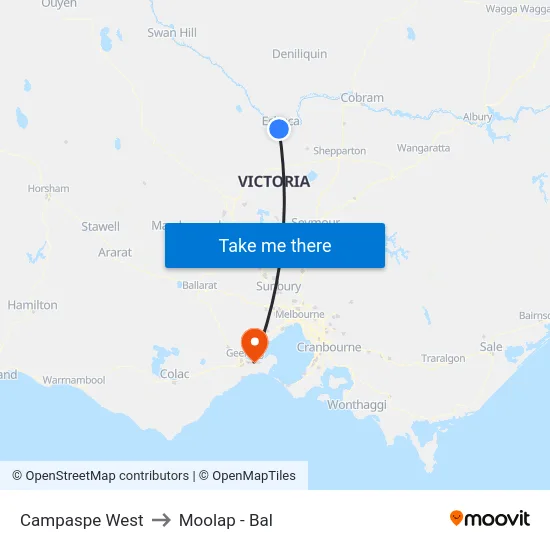 Campaspe West to Moolap - Bal map