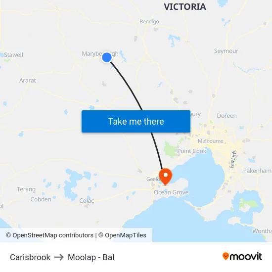 Carisbrook to Moolap - Bal map