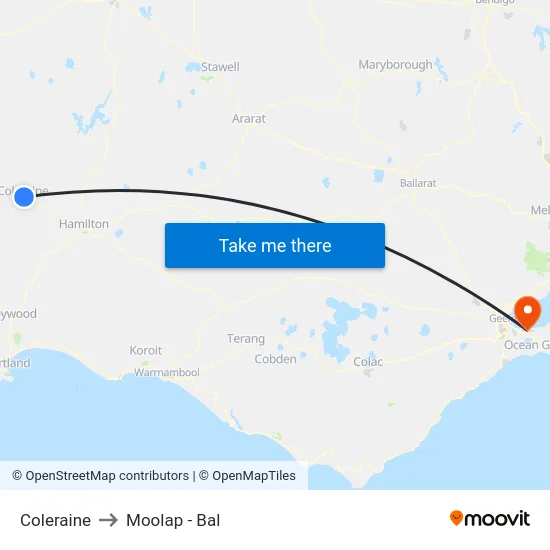 Coleraine to Moolap - Bal map