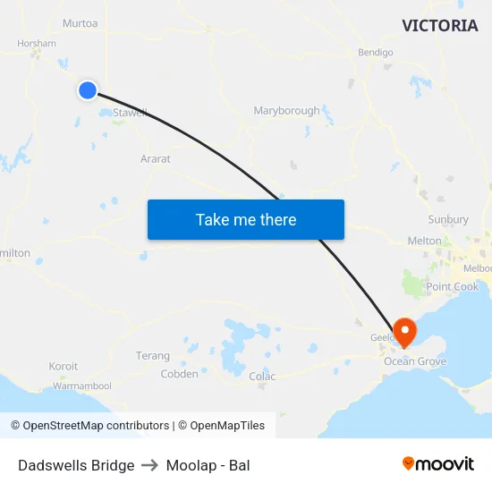 Dadswells Bridge to Moolap - Bal map