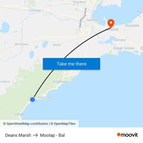 Deans Marsh to Moolap - Bal map