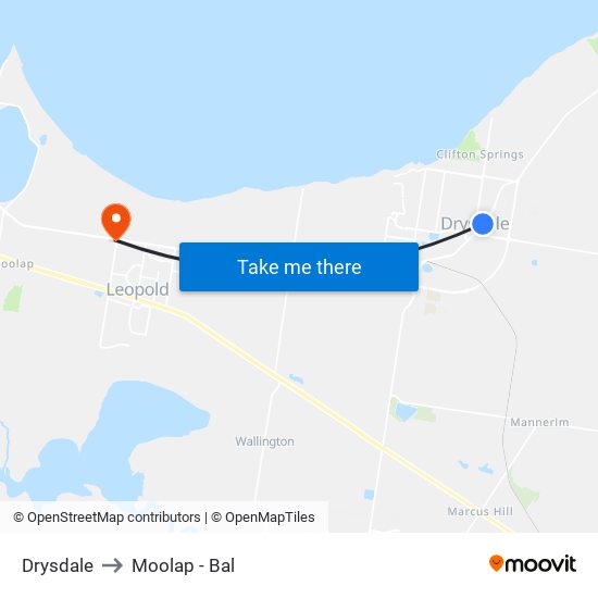 Drysdale to Moolap - Bal map