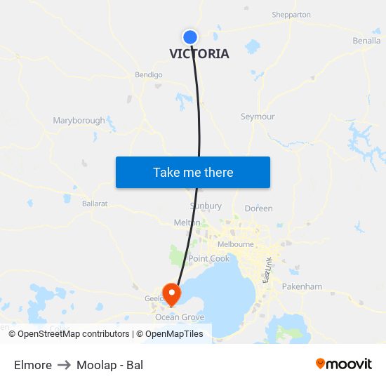 Elmore to Moolap - Bal map