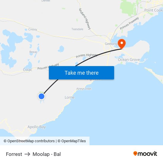 Forrest to Moolap - Bal map