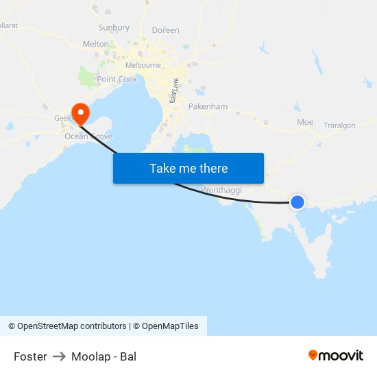 Foster to Moolap - Bal map