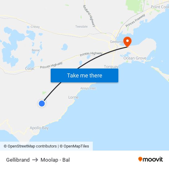 Gellibrand to Moolap - Bal map