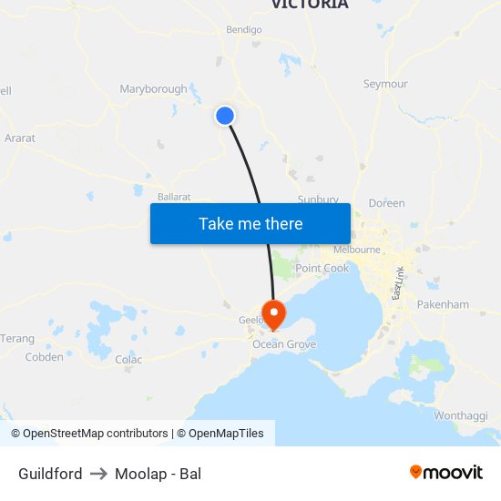 Guildford to Moolap - Bal map