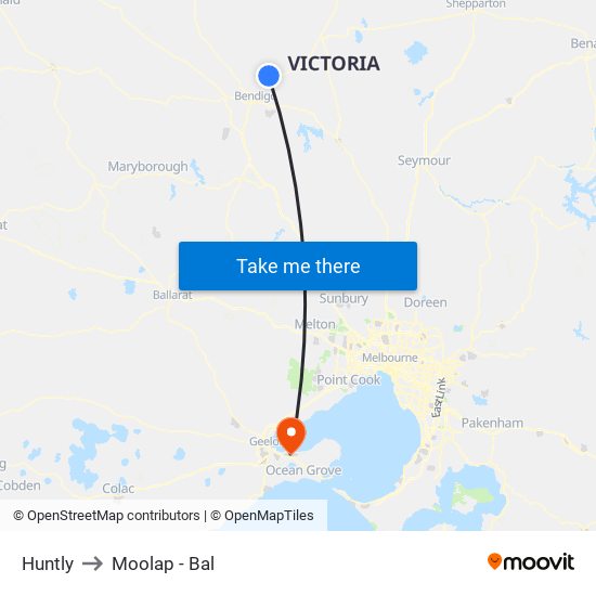 Huntly to Moolap - Bal map