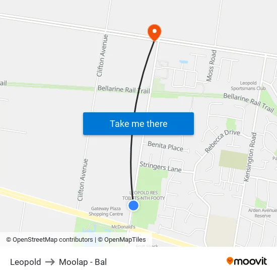 Leopold to Moolap - Bal map