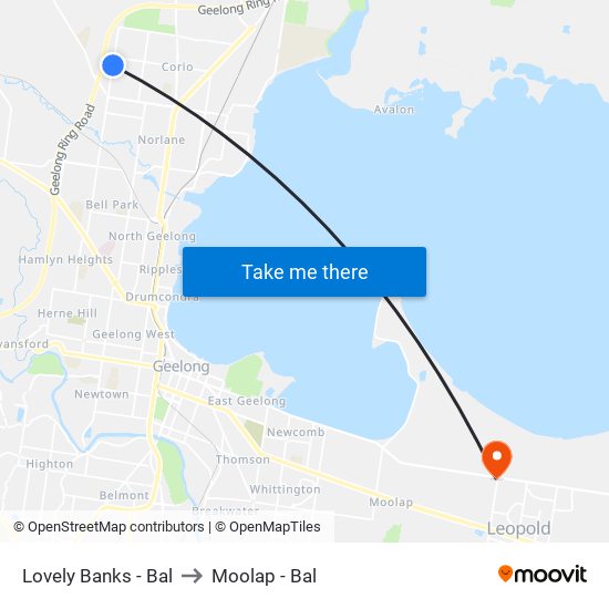 Lovely Banks - Bal to Moolap - Bal map