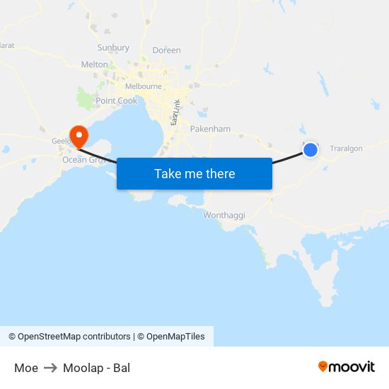 Moe to Moolap - Bal map