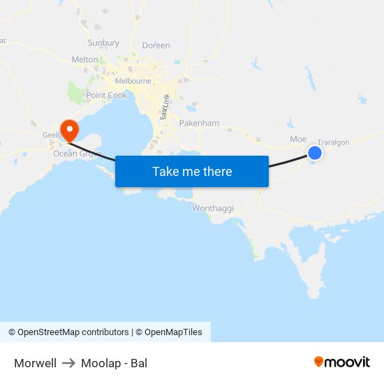 Morwell to Moolap - Bal map