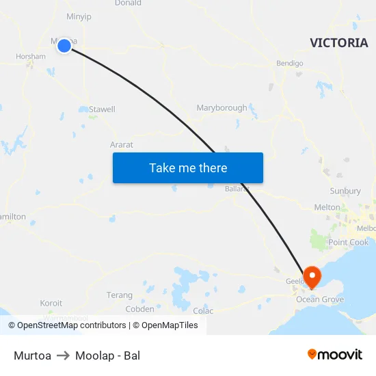 Murtoa to Moolap - Bal map