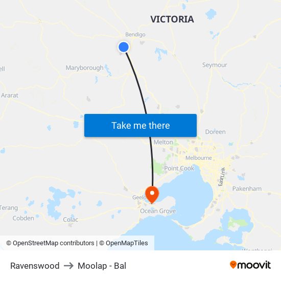 Ravenswood to Moolap - Bal map