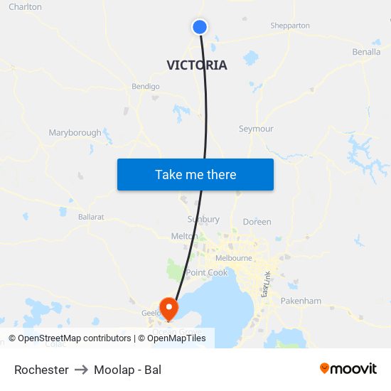 Rochester to Moolap - Bal map