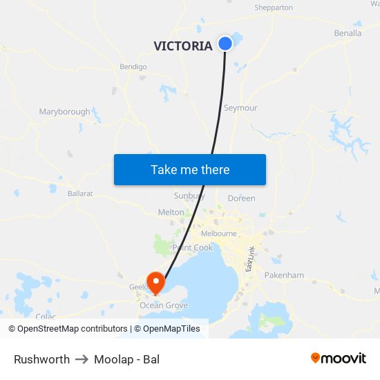 Rushworth to Moolap - Bal map